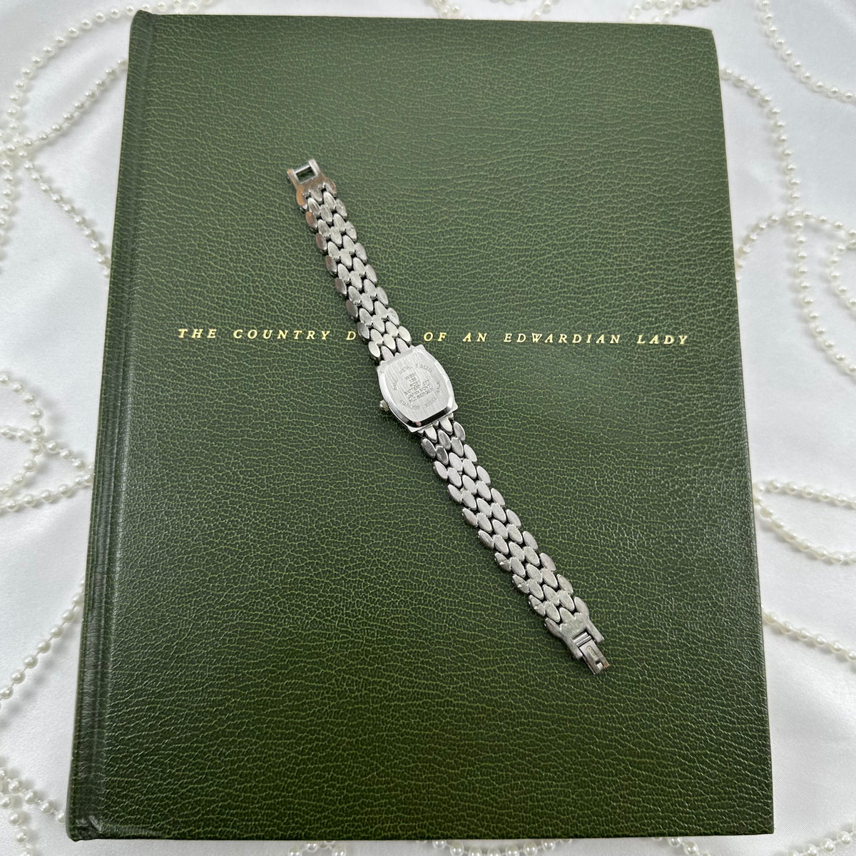 Silver and Black Marcasite Watch with Mother of Pearl Dial