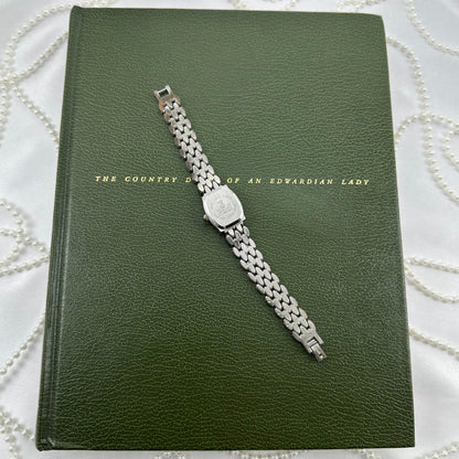 Silver and Black Marcasite Watch with Mother of Pearl Dial