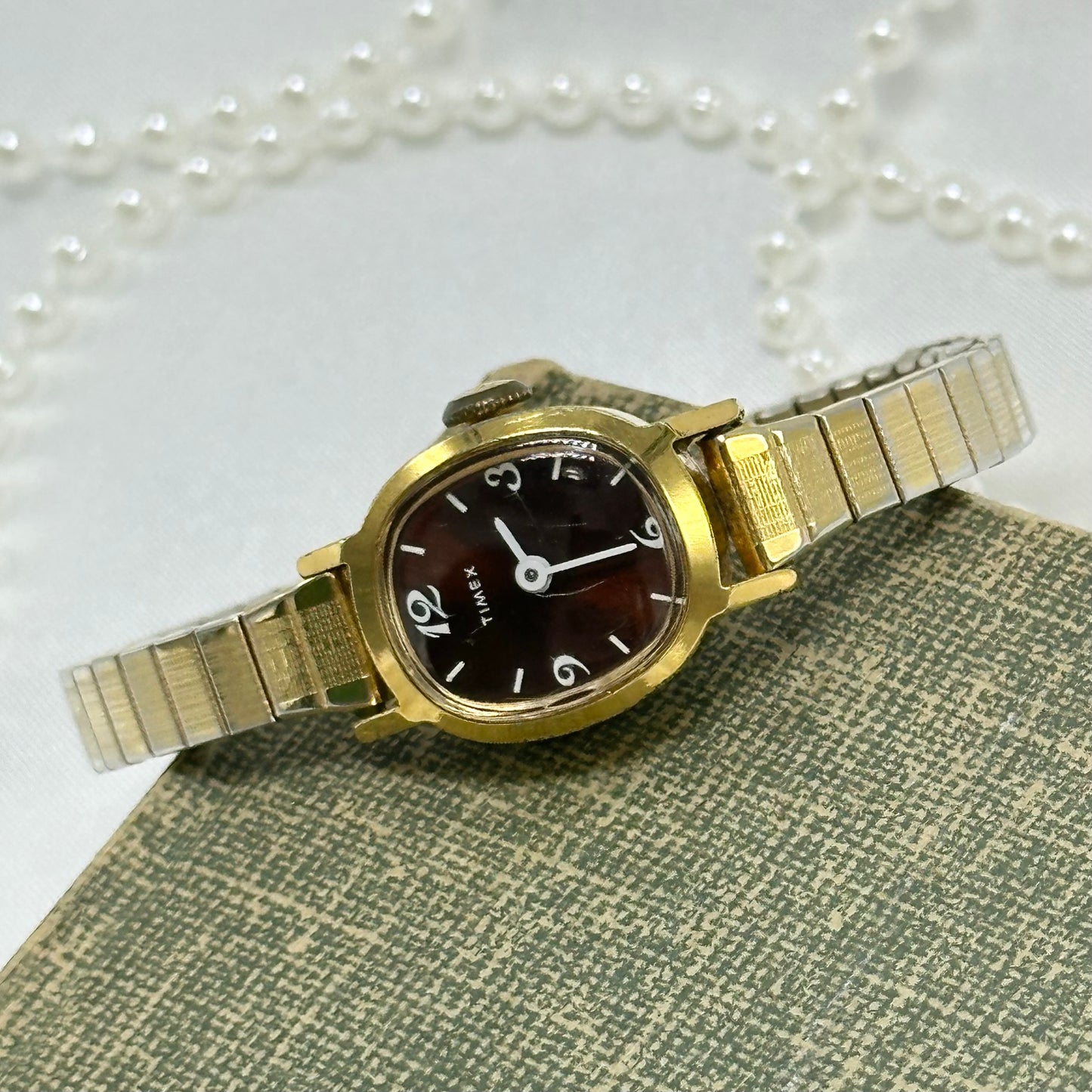 Dainty Vintage Brown Dial Timex Watch