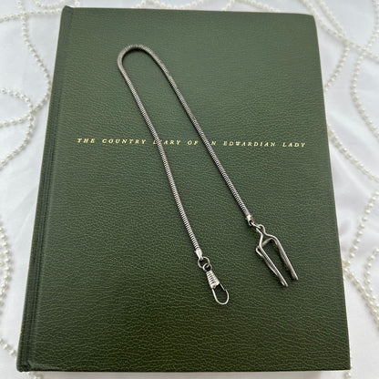 Vintage Silver Watch Chain with Pocket Watch or Fob Clip