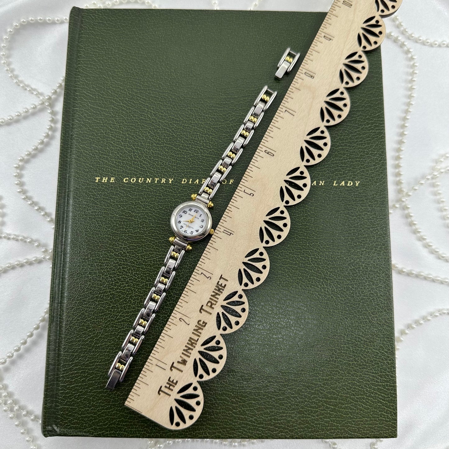Two-Tone Jaclyn Smith Watch with Round Mother of Pearl Dial