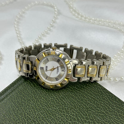 Two-Tone Tank Watch with Roman Numeral Markers