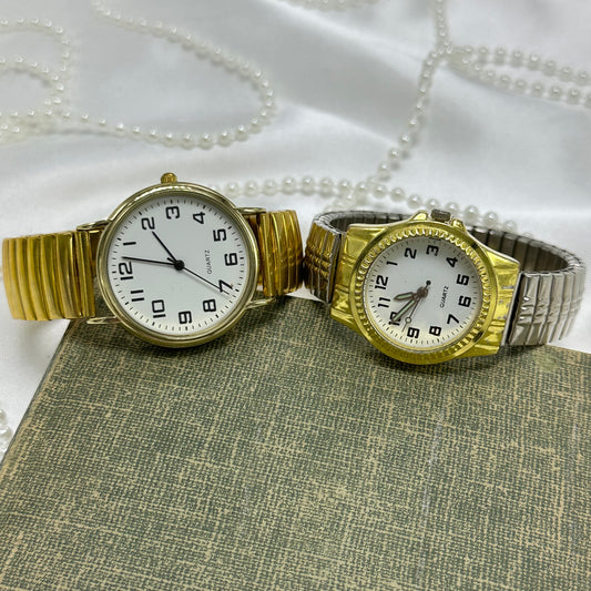 Gold Round Dial & Two-Tone Glow in the Dark Hands Watch Bundle