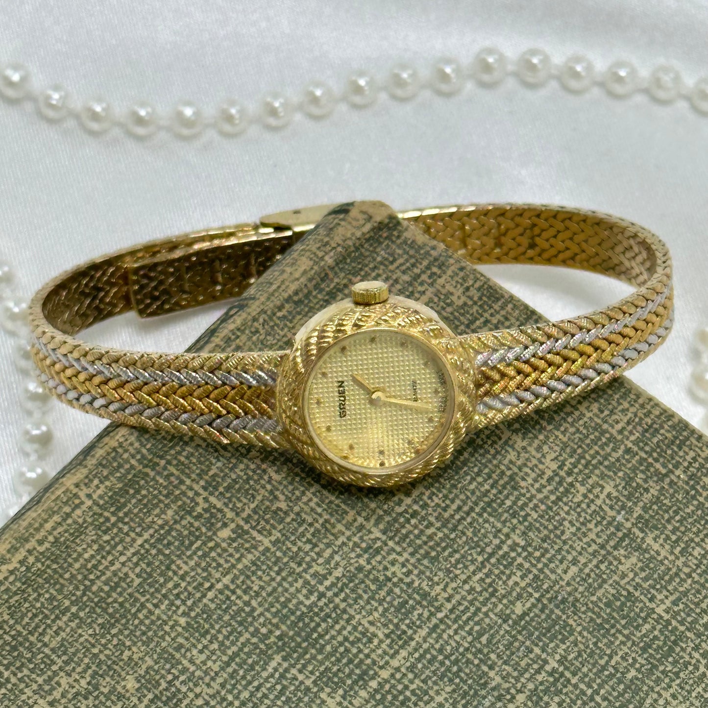 Tri-Tone Gruen Watch with Braded Band