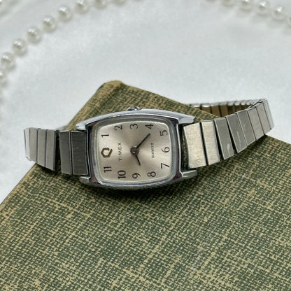 Silver Rectangle Dial Timex Watch