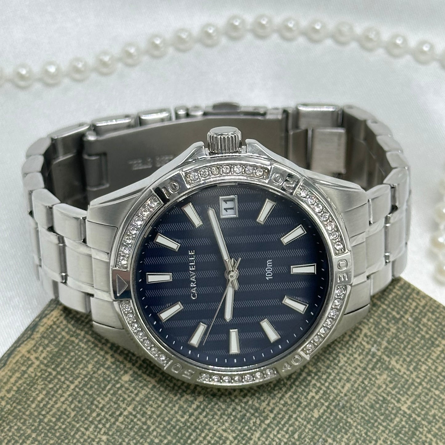 Blue Dial Caravelle Diamanté Watch