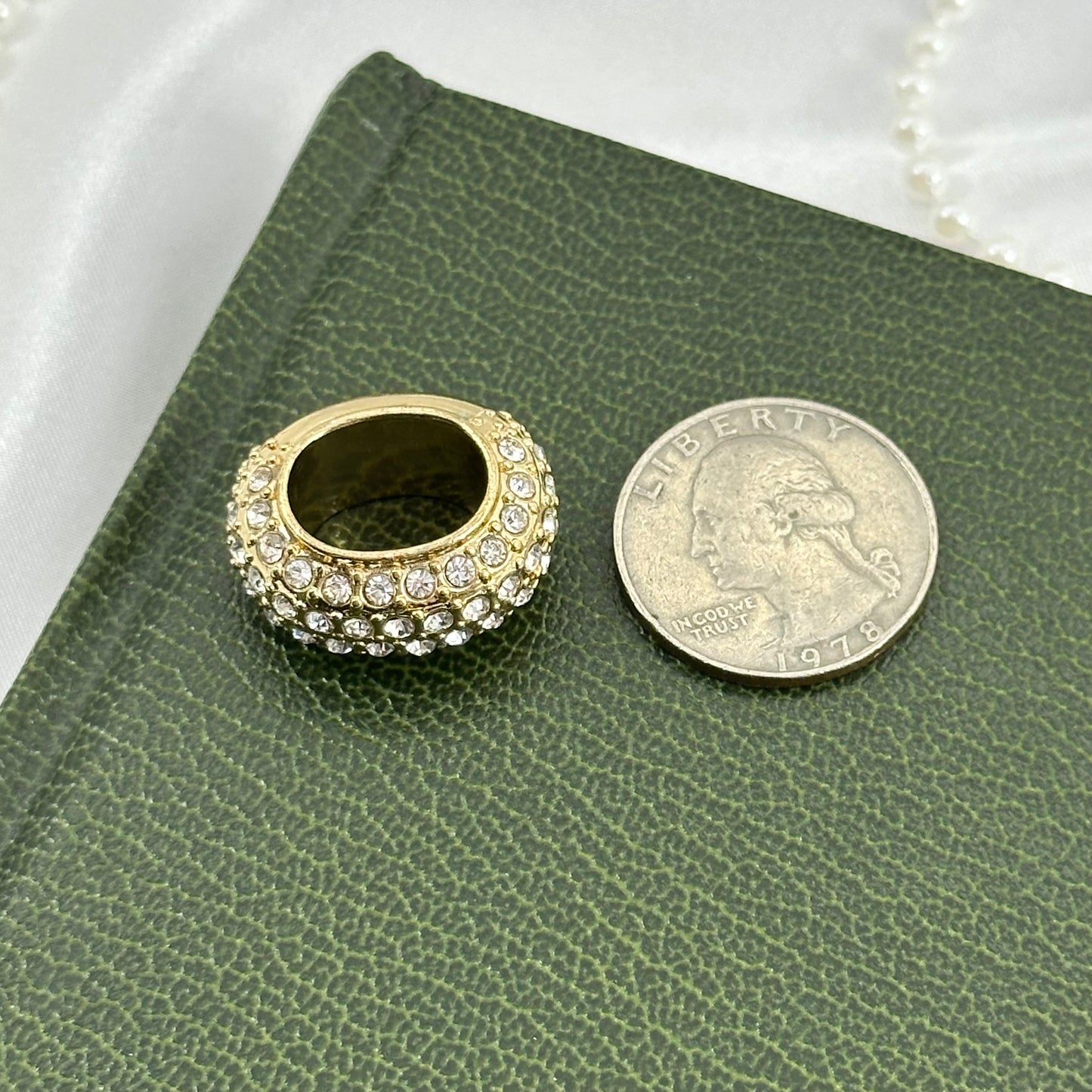 Vintage Gold Godiva Pave Crystal Slide Charm