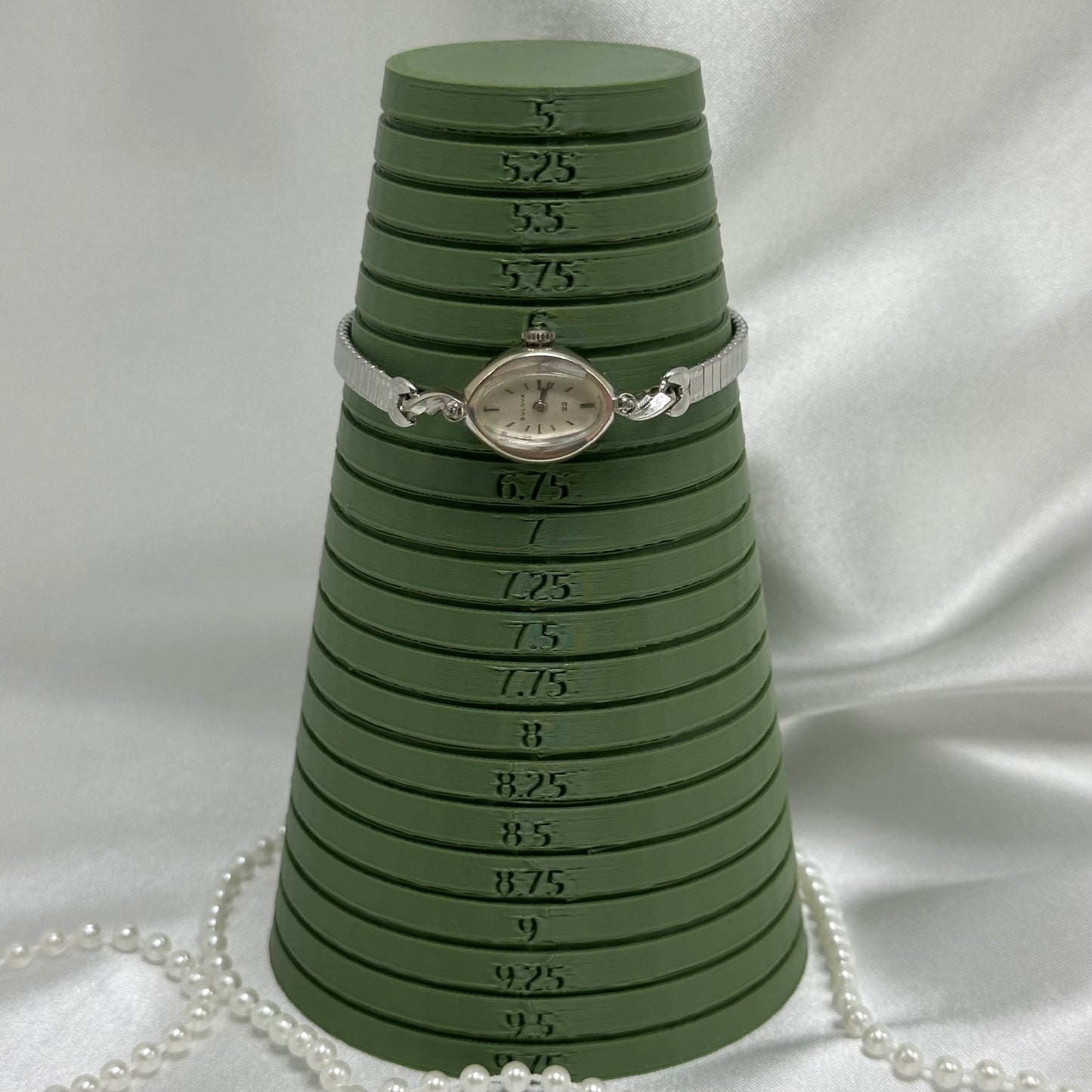 1969 10k RGP Silver Bulova Wind-Up Cocktail Watch with Dainty Oval Dial