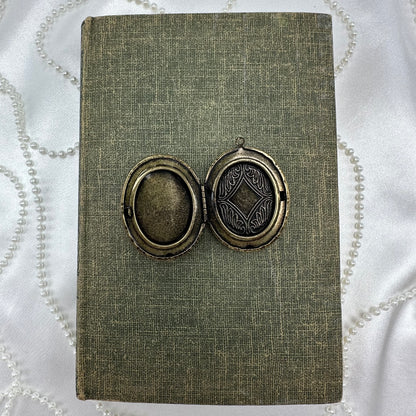Vintage Bronze Filigree Locket with Stones