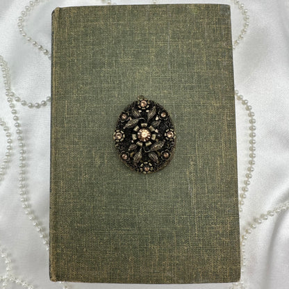 Vintage Bronze Filigree Locket with Stones