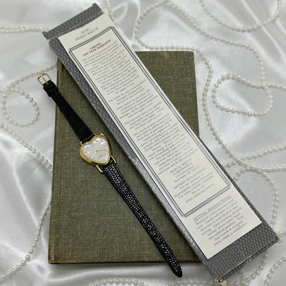 Vintage Avon Gold Heart Watch with Mother of Pearl Dial