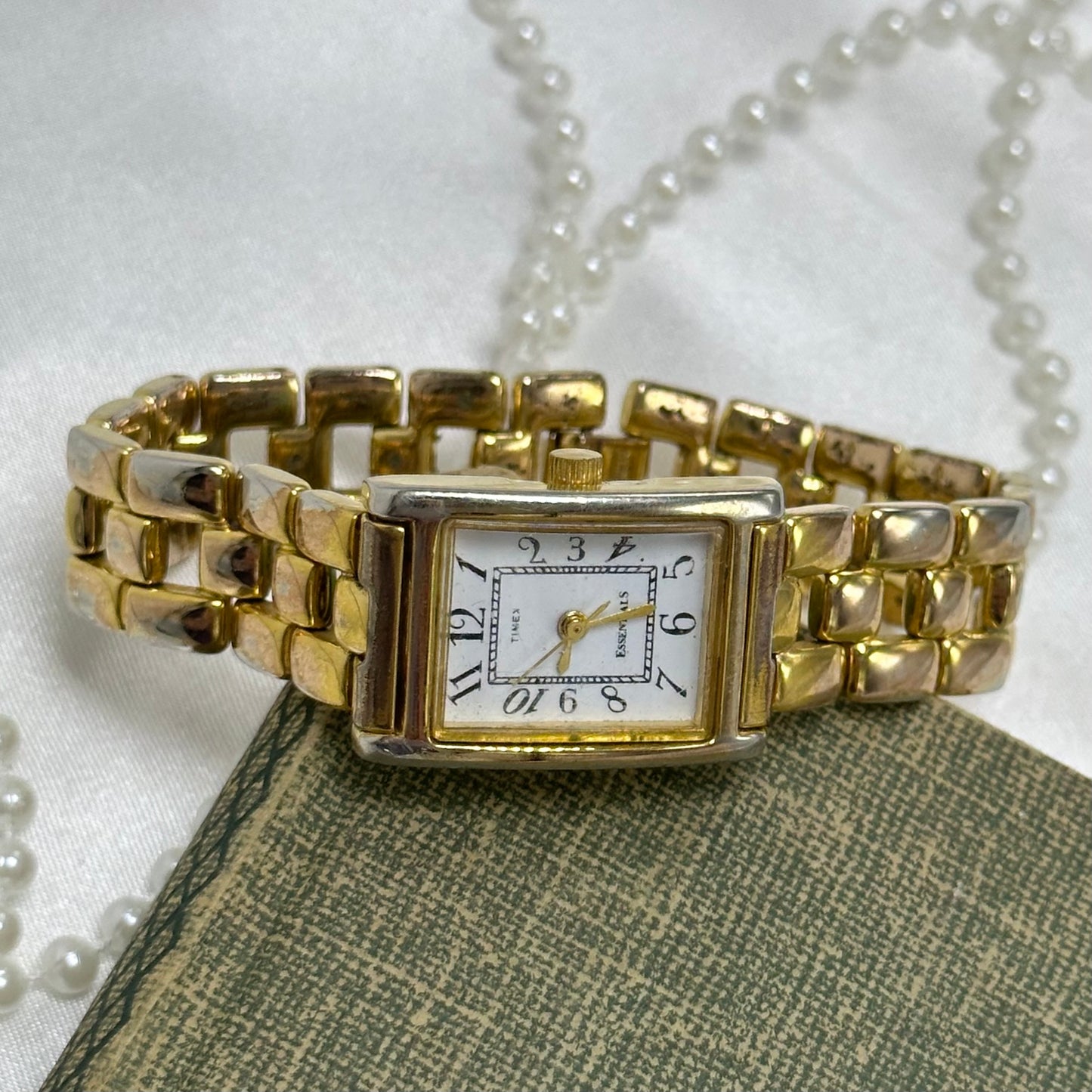 Classic Rectangular Dial Gold Timex Watch