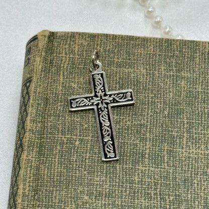 Vintage Silver and Green Pendant & Cross Pendant Bundle