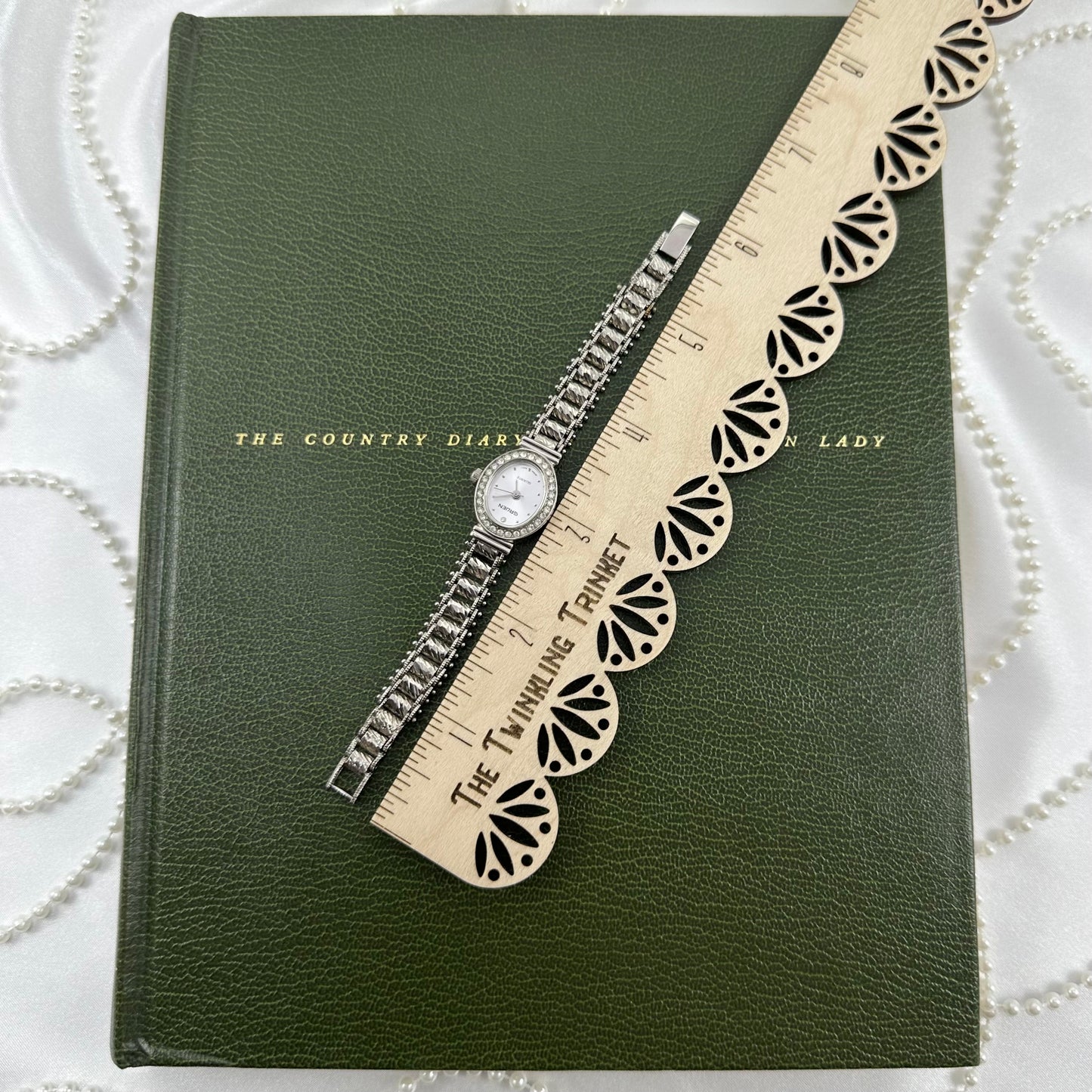 Silver Diamanté Gruen Watch with Unique Band