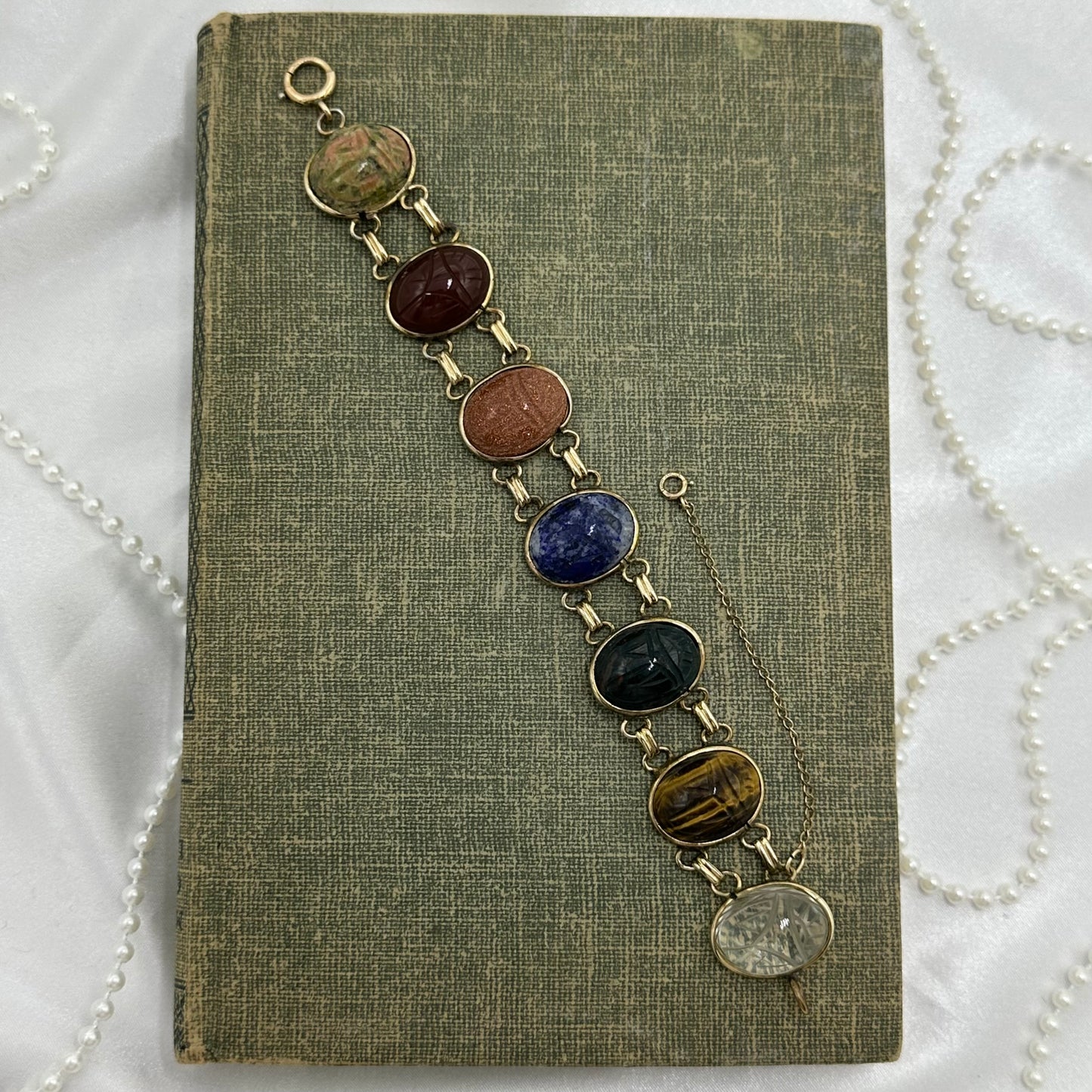 Chunky Vintage Gold Filled Scarab Bracelet