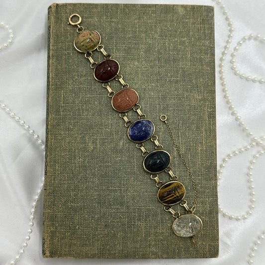 Chunky Vintage Gold Filled Scarab Bracelet