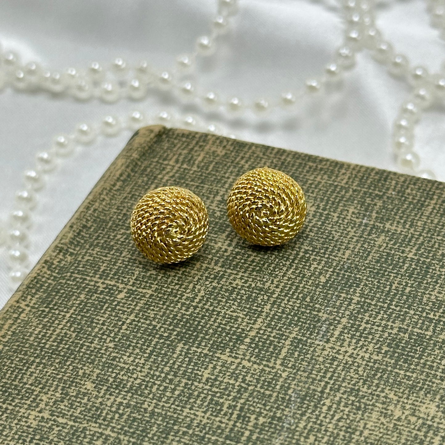 Classic Gold Rope Button Earrings