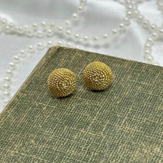 Classic Gold Rope Button Earrings
