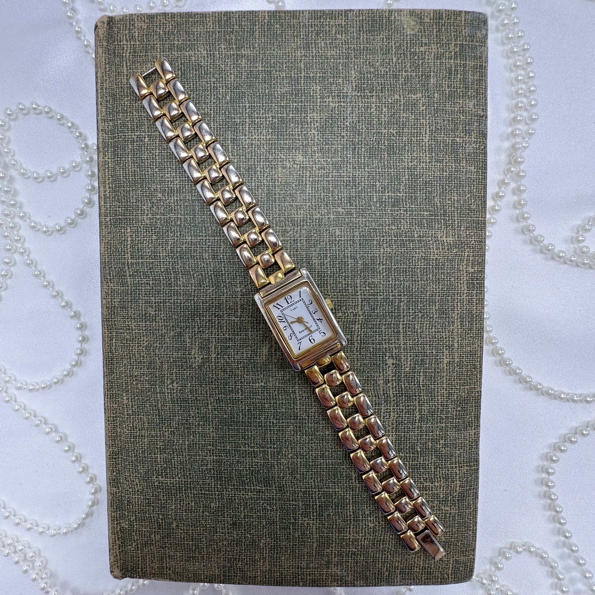 Classic Rectangular Dial Gold Timex Watch