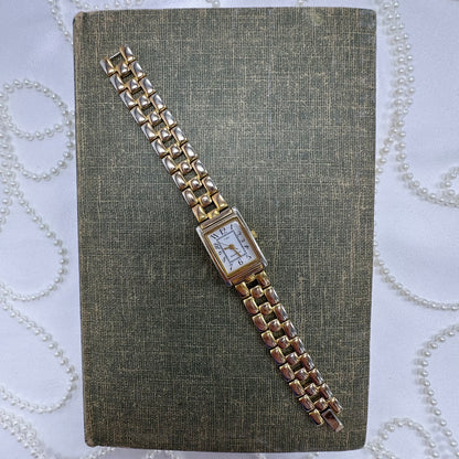 Classic Rectangular Dial Gold Timex Watch