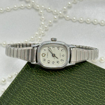 Classic Square Dial Silver Timex Watch