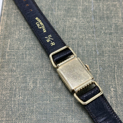 1950's Vintage 14k GF Lord Elgin 21 Jewels Black Dial Watch