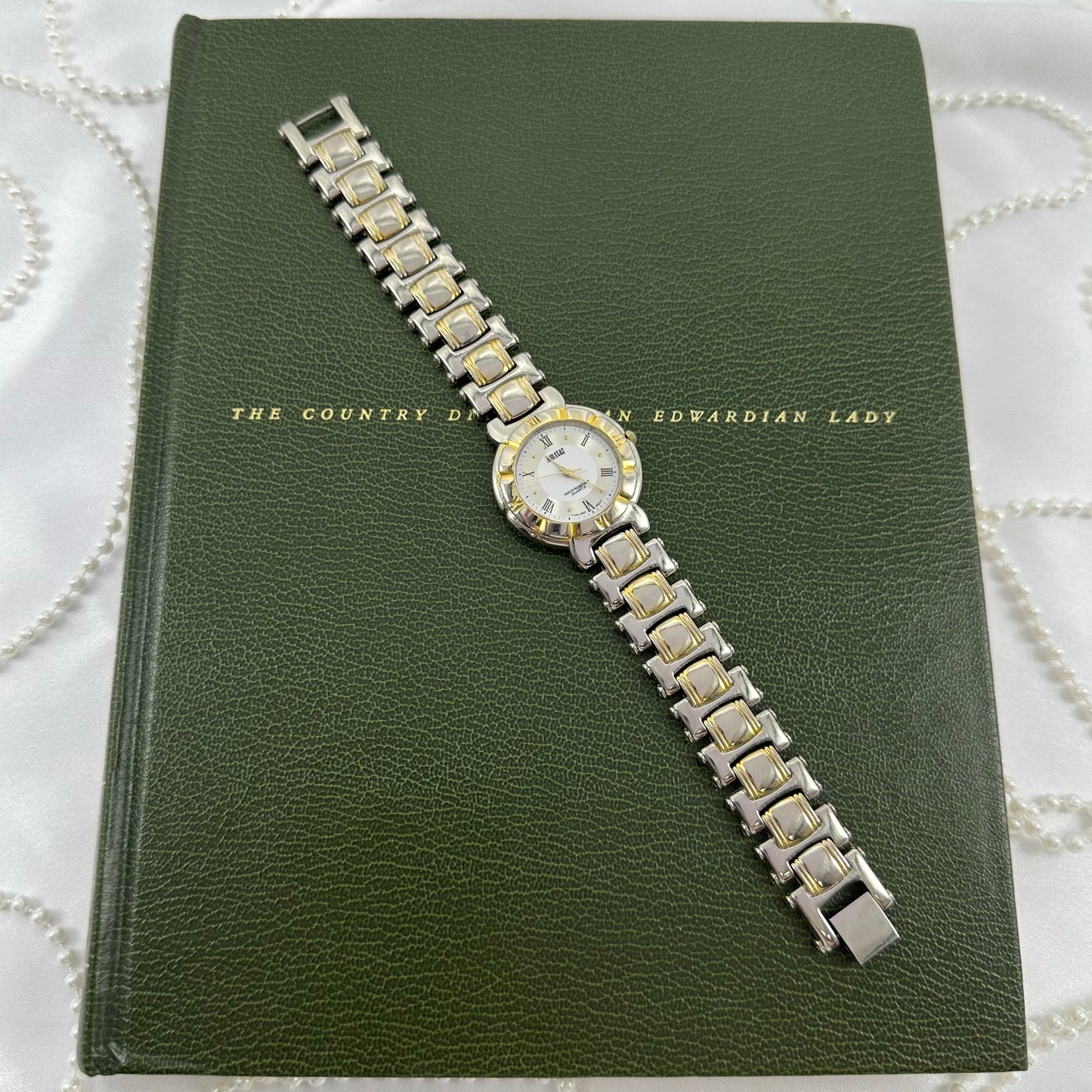 Two-Tone Tank Watch with Roman Numeral Markers