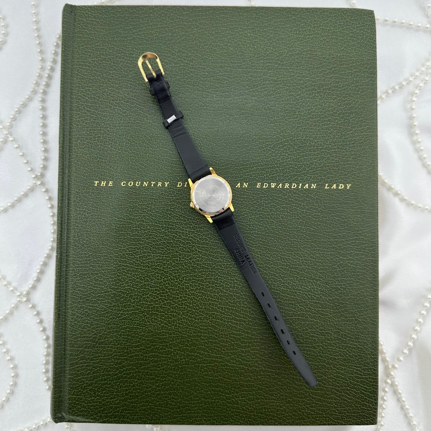 Classic Gold Round Dial Watch with Black Leather Band