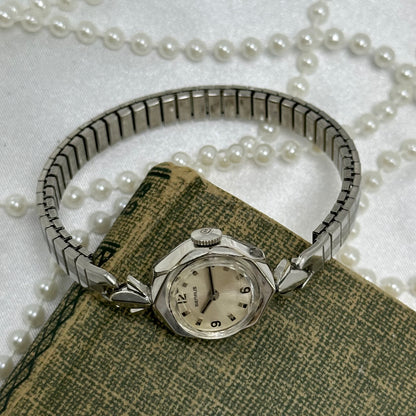 Dainty 10k RGP Silver Benrus Wind-Up Watch