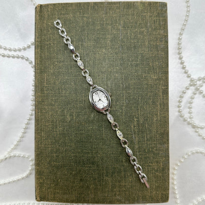 Silver Watch with Diamanté Band