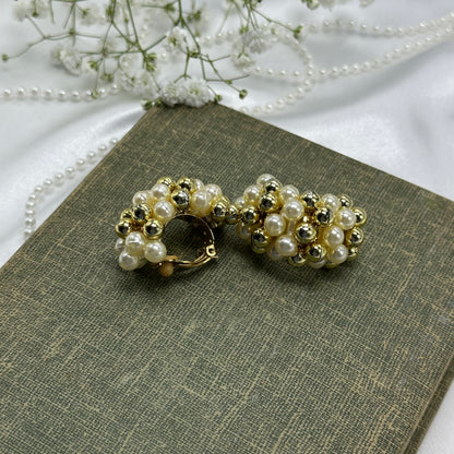 Gold and Pearl Clip on Earrings