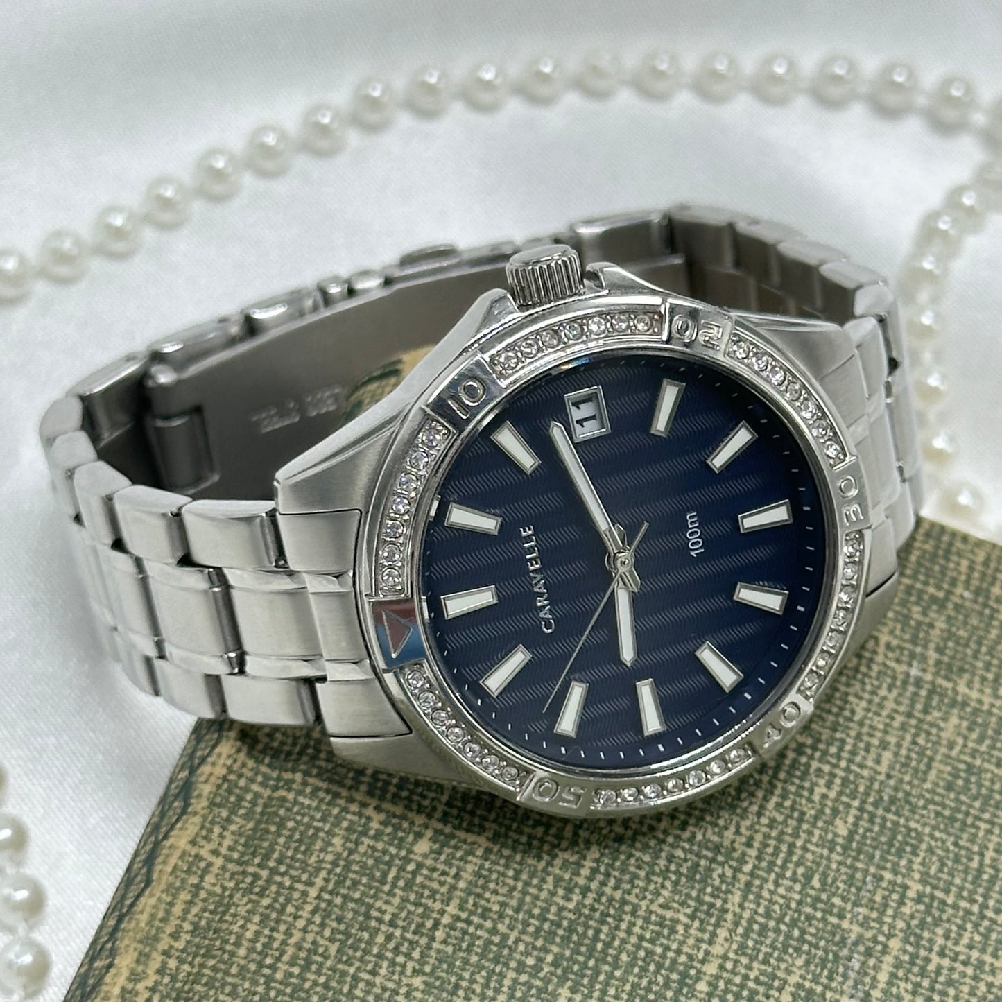 Blue Dial Caravelle Diamanté Watch