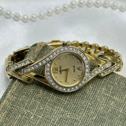 Swarovski Crystal-Accented Solar Seiko Watch