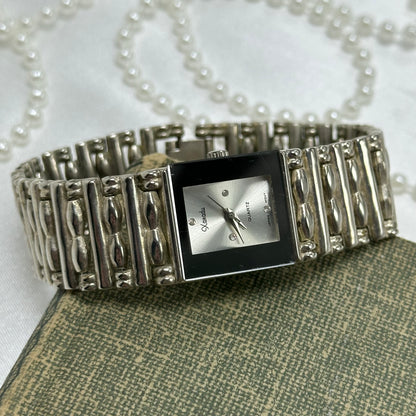 Silver Square Dial Watch with Bracelet Band