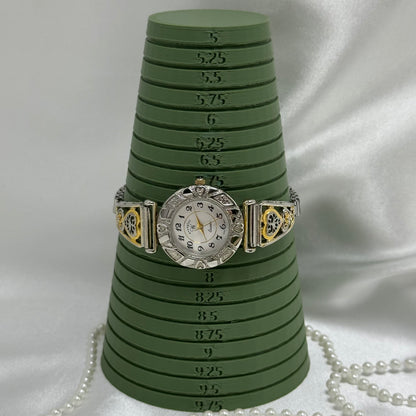 Two-Tone Wrangler Watch with Filigree Hearts Band and Black Jewel Crown