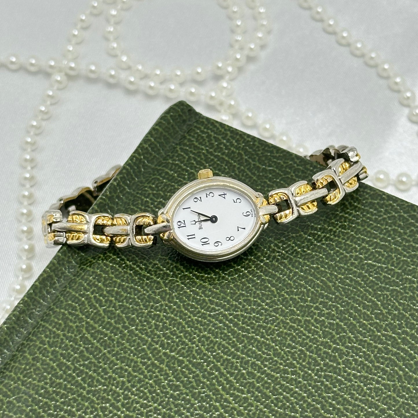 Slender Two-Tone Bulova Watch with Oval Dial