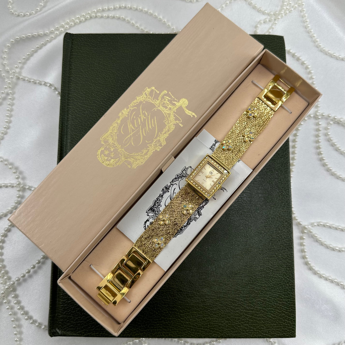 AB Flower Stone Rare Gold Vintage Kirks Folly Watch