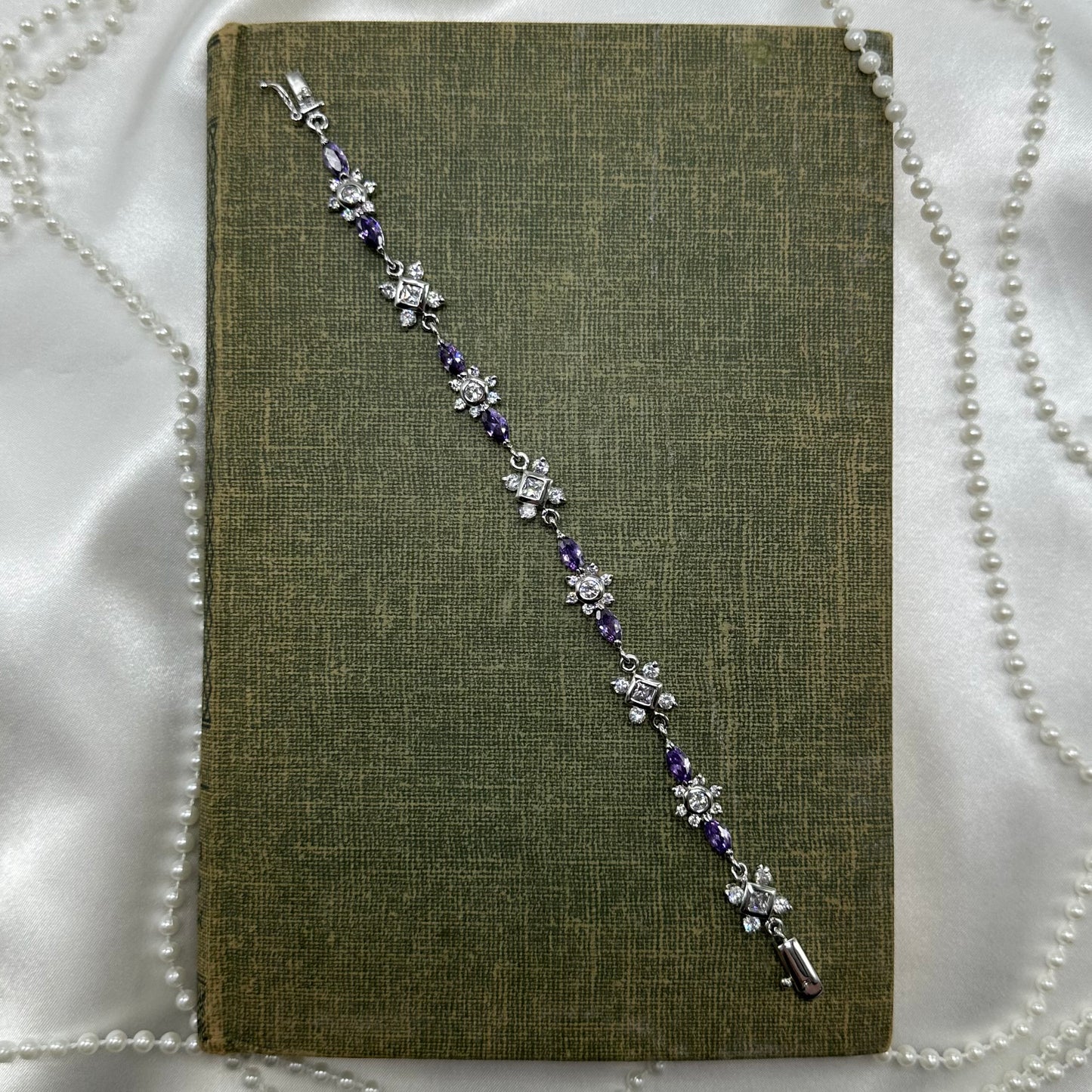 Vintage Silver Bracelet with Purple Stones