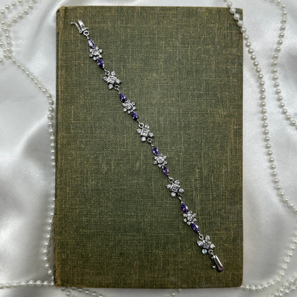 Vintage Silver Bracelet with Purple Stones