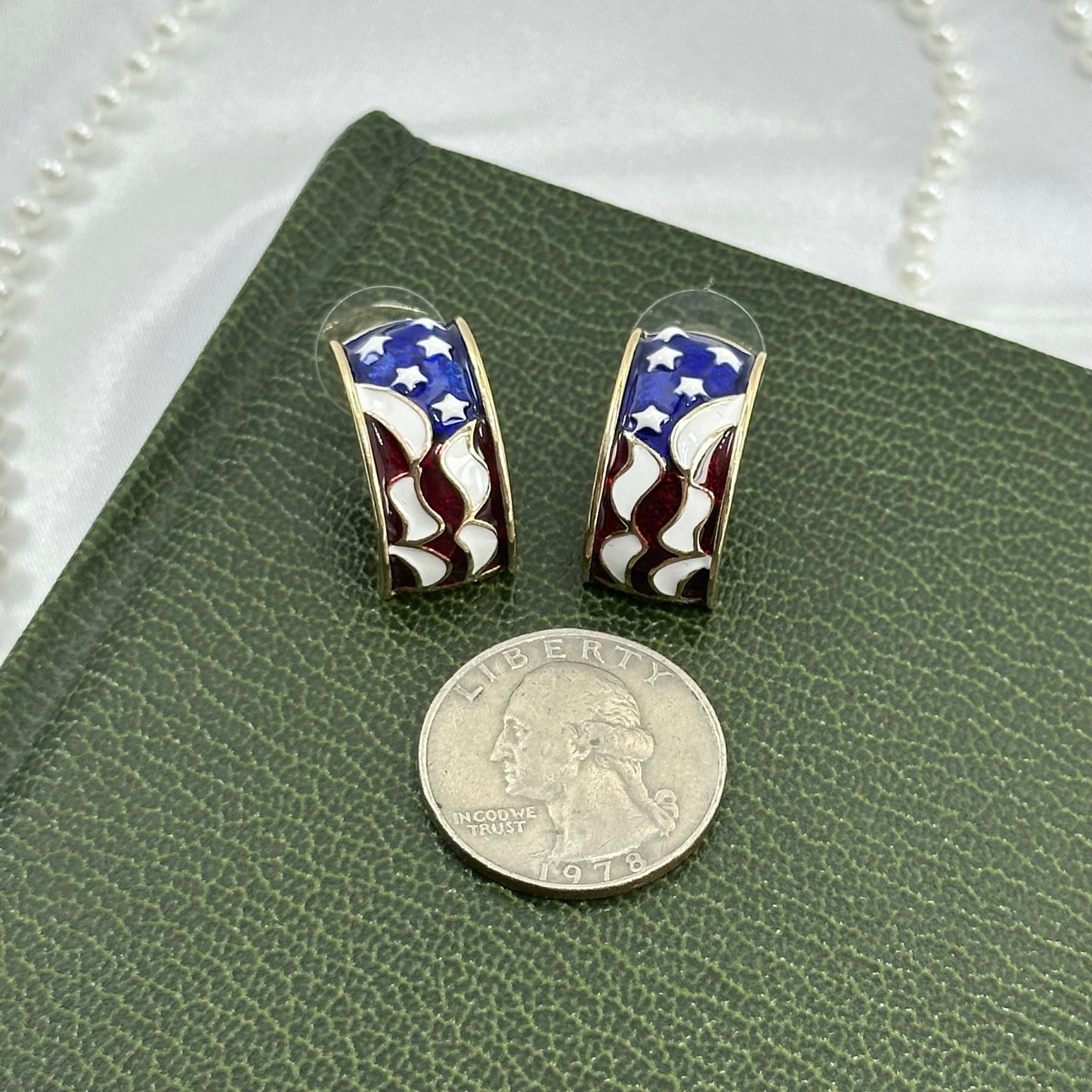 American Flag Huggie Hoop Earrings