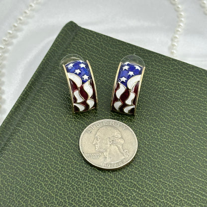 American Flag Huggie Hoop Earrings