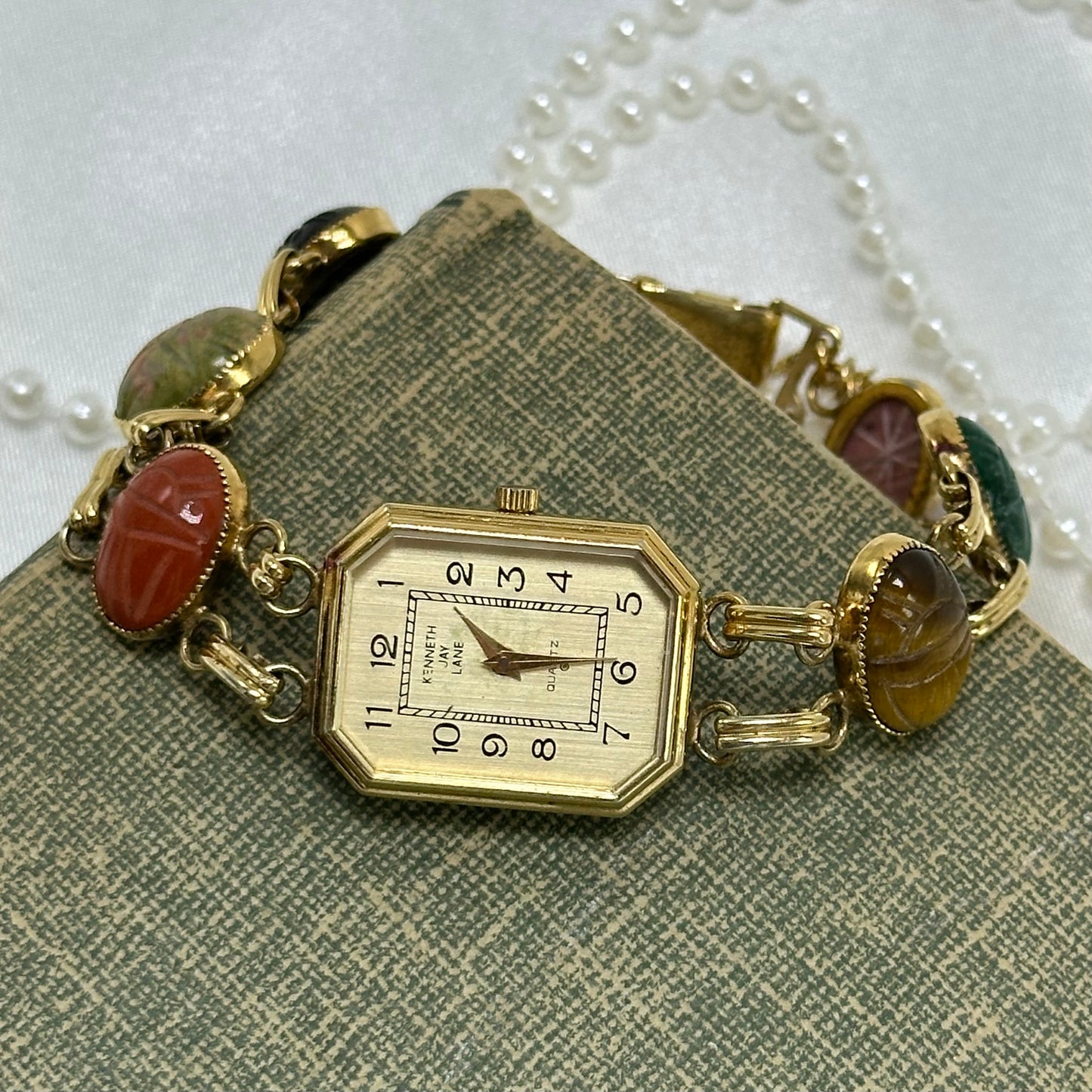 Gold Kenneth Jay Lane Scarab Watch