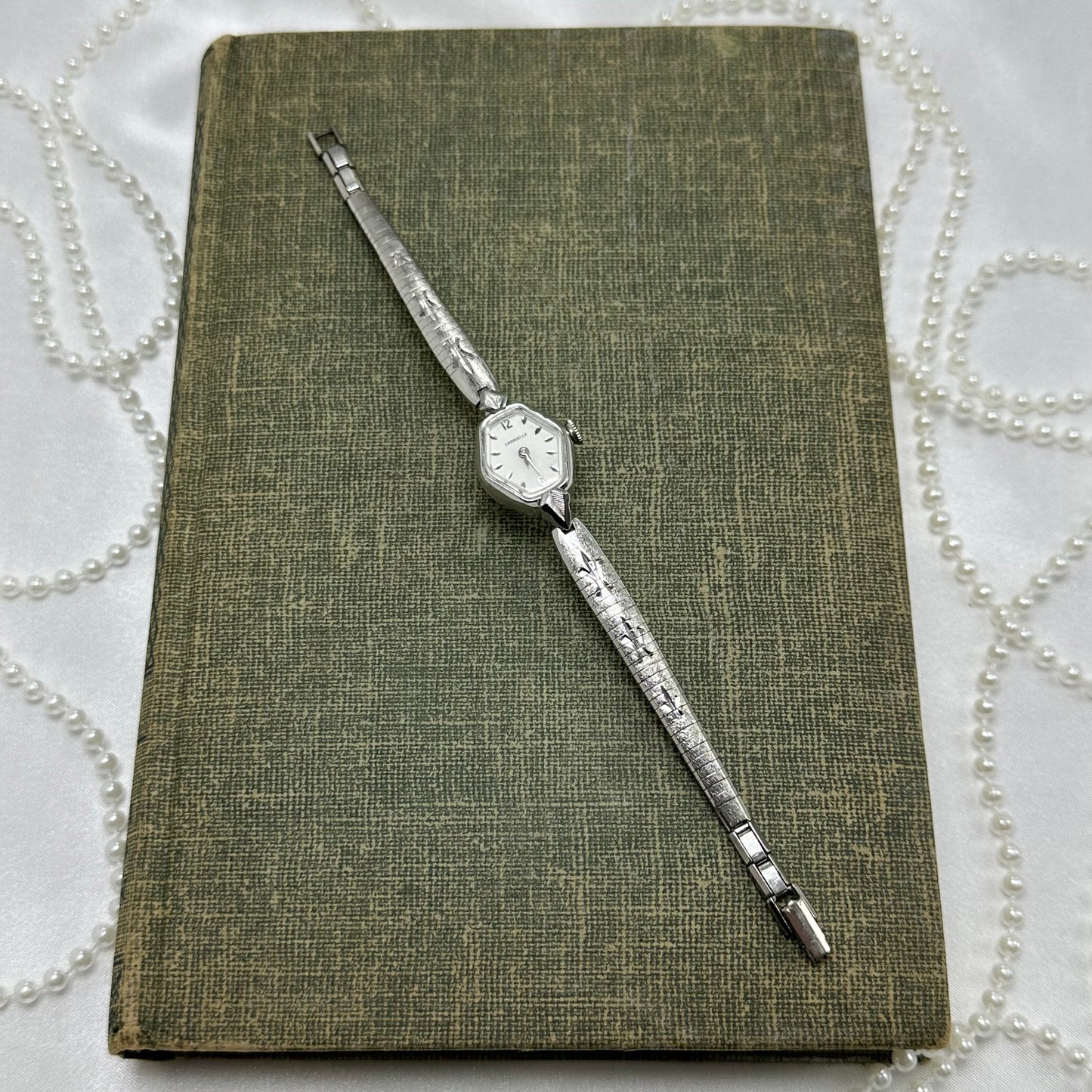 1975 Silver Wind-Up Caravelle Cocktail Watch with Detailed Band