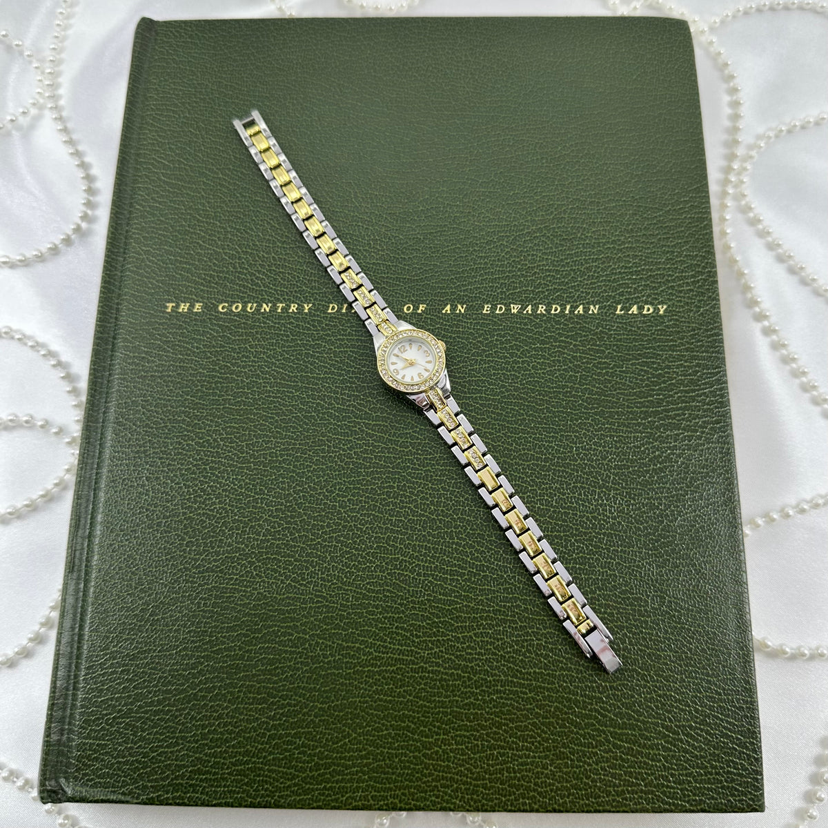 Two-Tone Dainty Diamanté Round Dial Watch