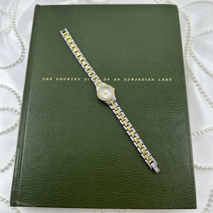 Two-Tone Dainty Diamanté Round Dial Watch