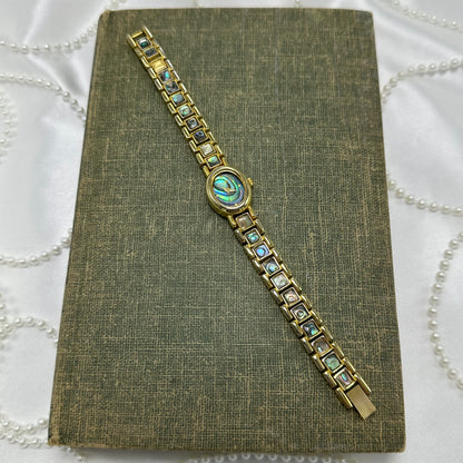 Oval Dial Gold Abalone Watch