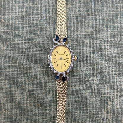 Gold Watch with Blue Stones
