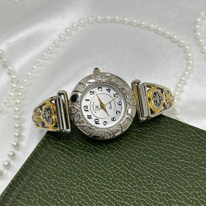 Two-Tone Wrangler Watch with Filigree Hearts Band and Black Jewel Crown