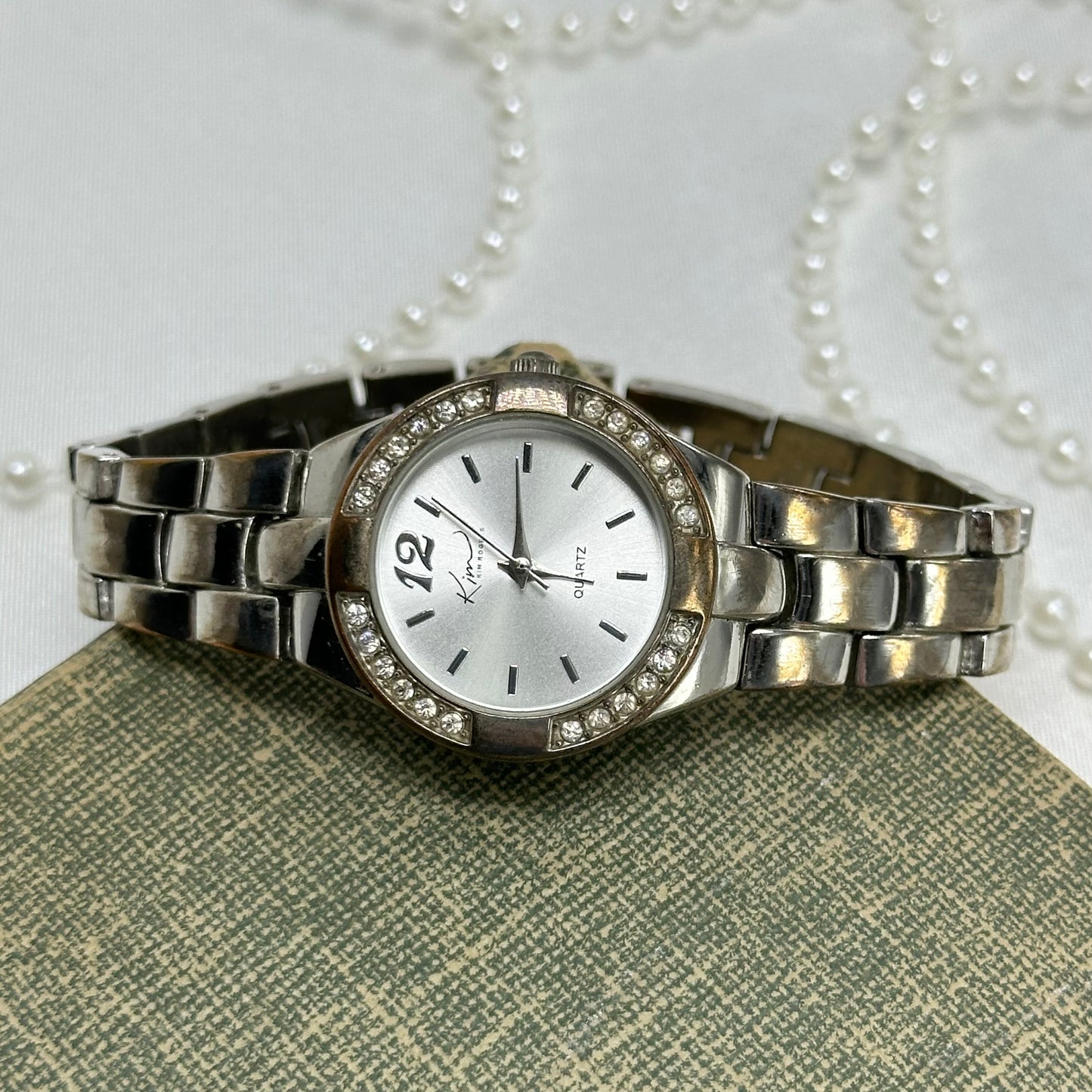 Silver Diamanté Round Dial Kim Rogers Watch