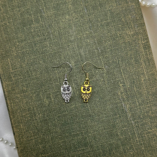 Two-Tone Owl Earrings